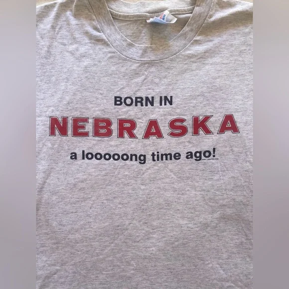 Hanes Heavy Weight 50/50 Vintage Tee Nebraska Novelty Graphic Shirt Adult Large - Picture 4 of 6